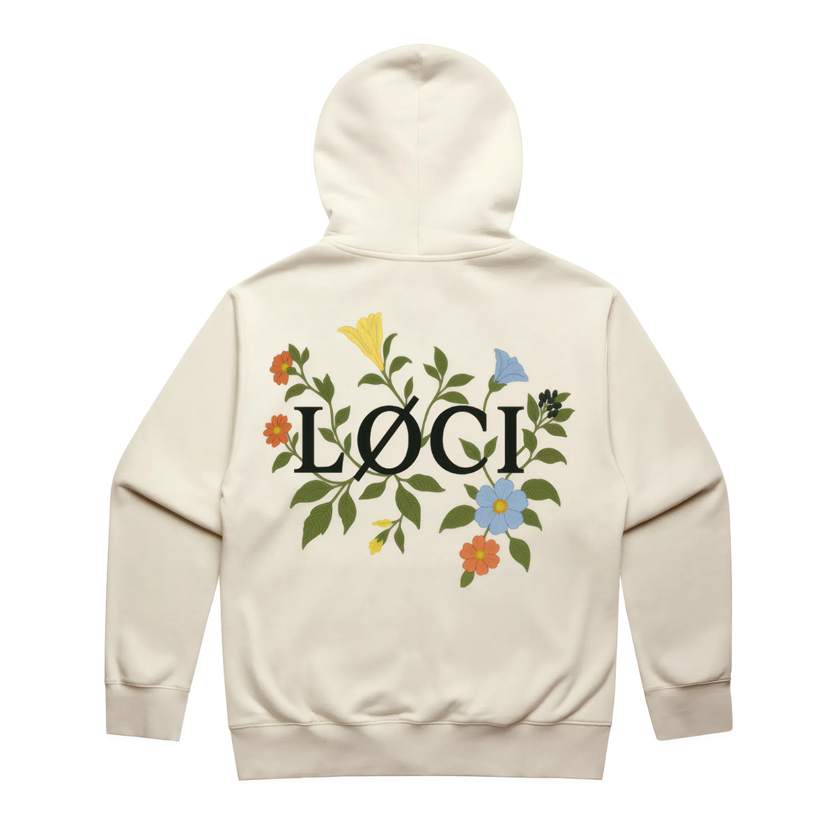 FLOWERS ZIP HOODIE ECRU