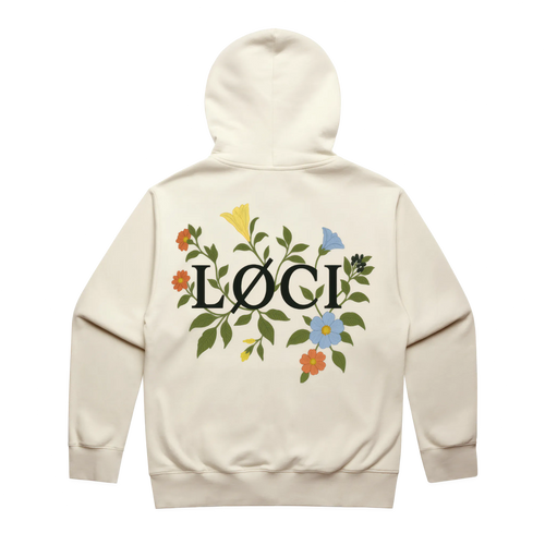 FLOWERS ZIP HOODIE - ECRU