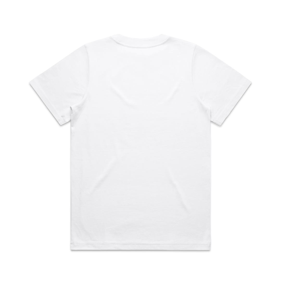 Plain white t-shirt on a light gray background