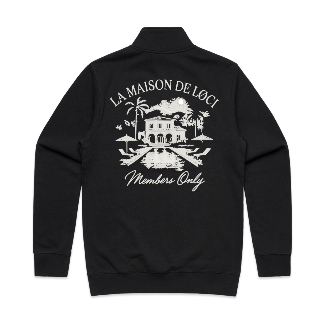 LA MAISON MEN'S HALF ZIP SWEATER - BLACK