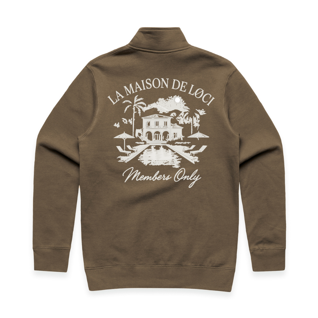 LA MAISON MEN'S HALF ZIP SWEATER - WALNUT