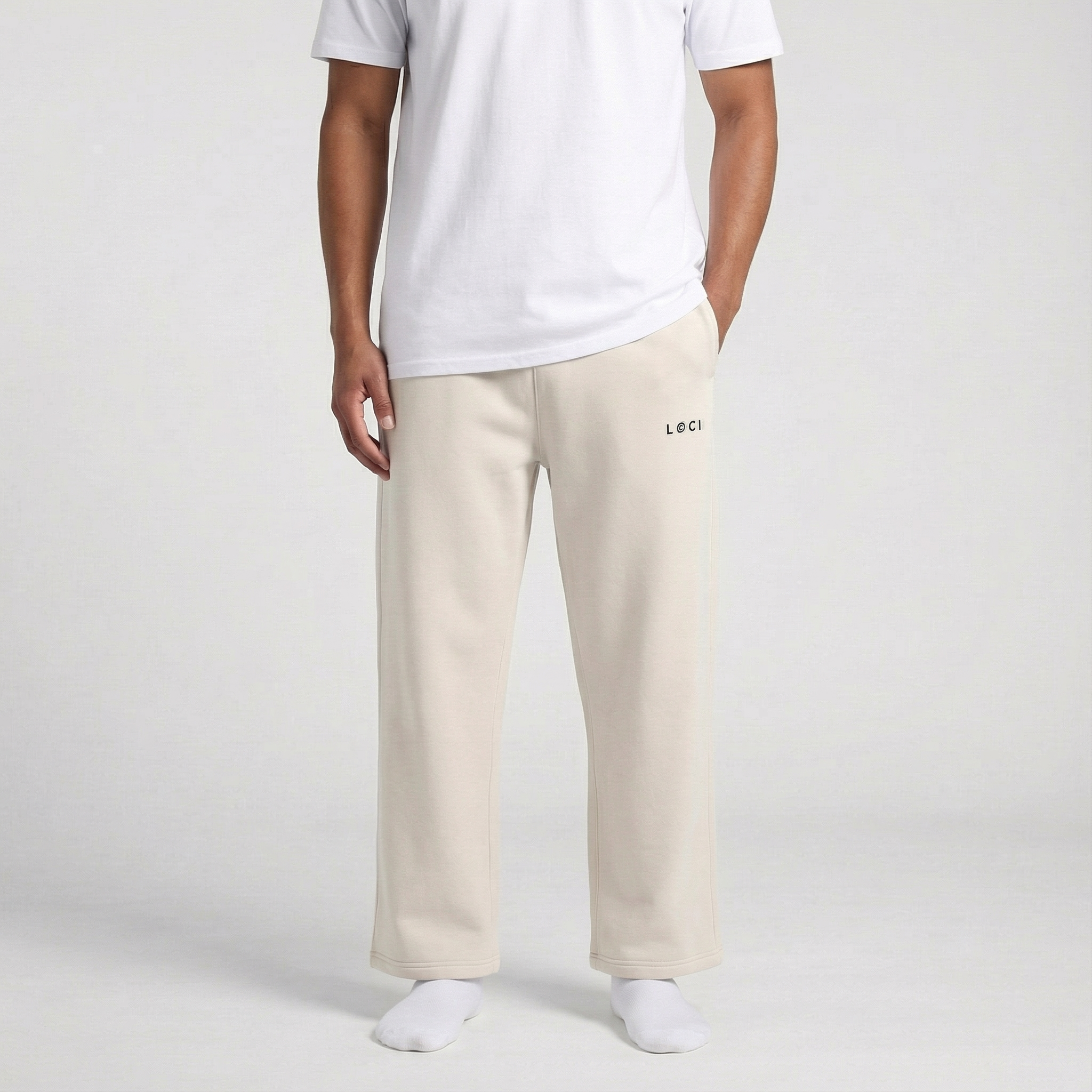 BASE MEN'S CUFFLESS SWEATPANTS - BONE