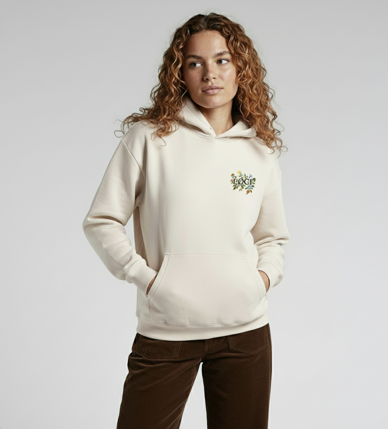 FLOWERS HOODIE - NATURAL