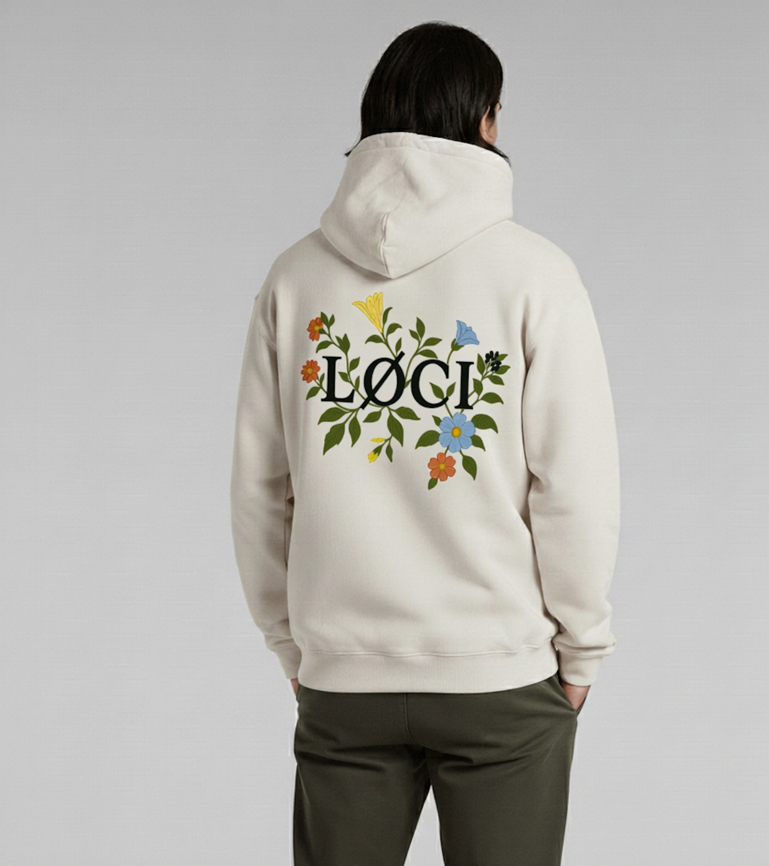 FLOWERS HOODIE - NATURAL