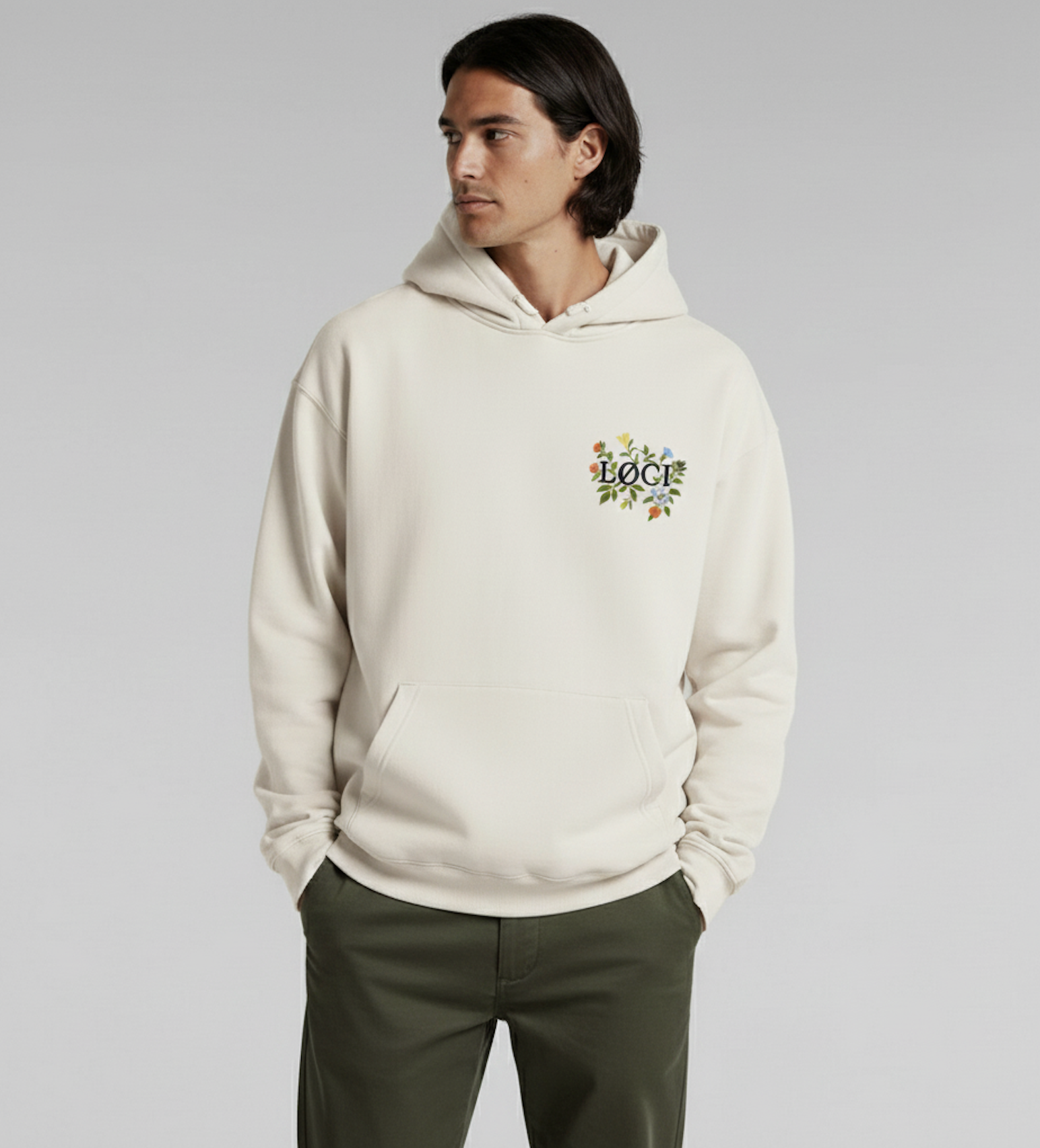 FLOWERS HOODIE - NATURAL