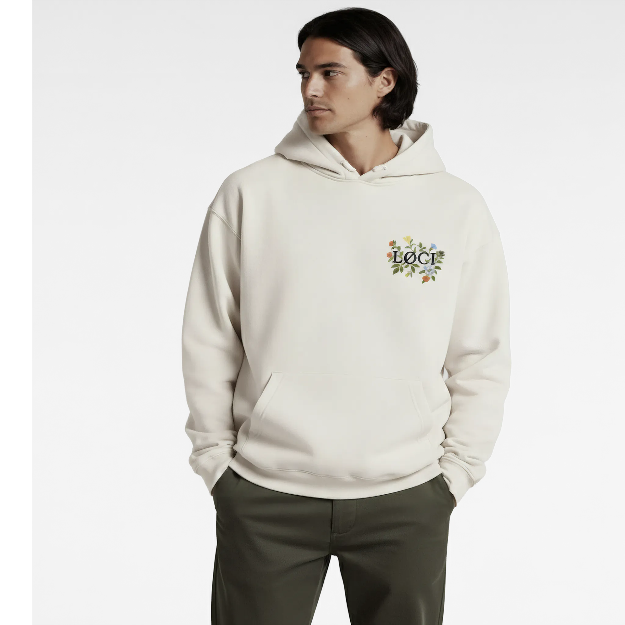 FLOWERS HOODIE - NATURAL
