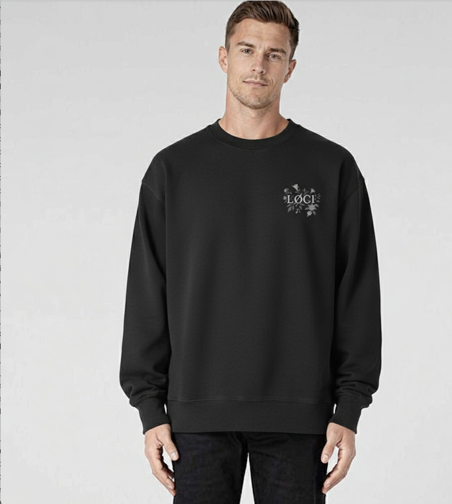 FLOWERS MEN'S SWEATER - BLACK