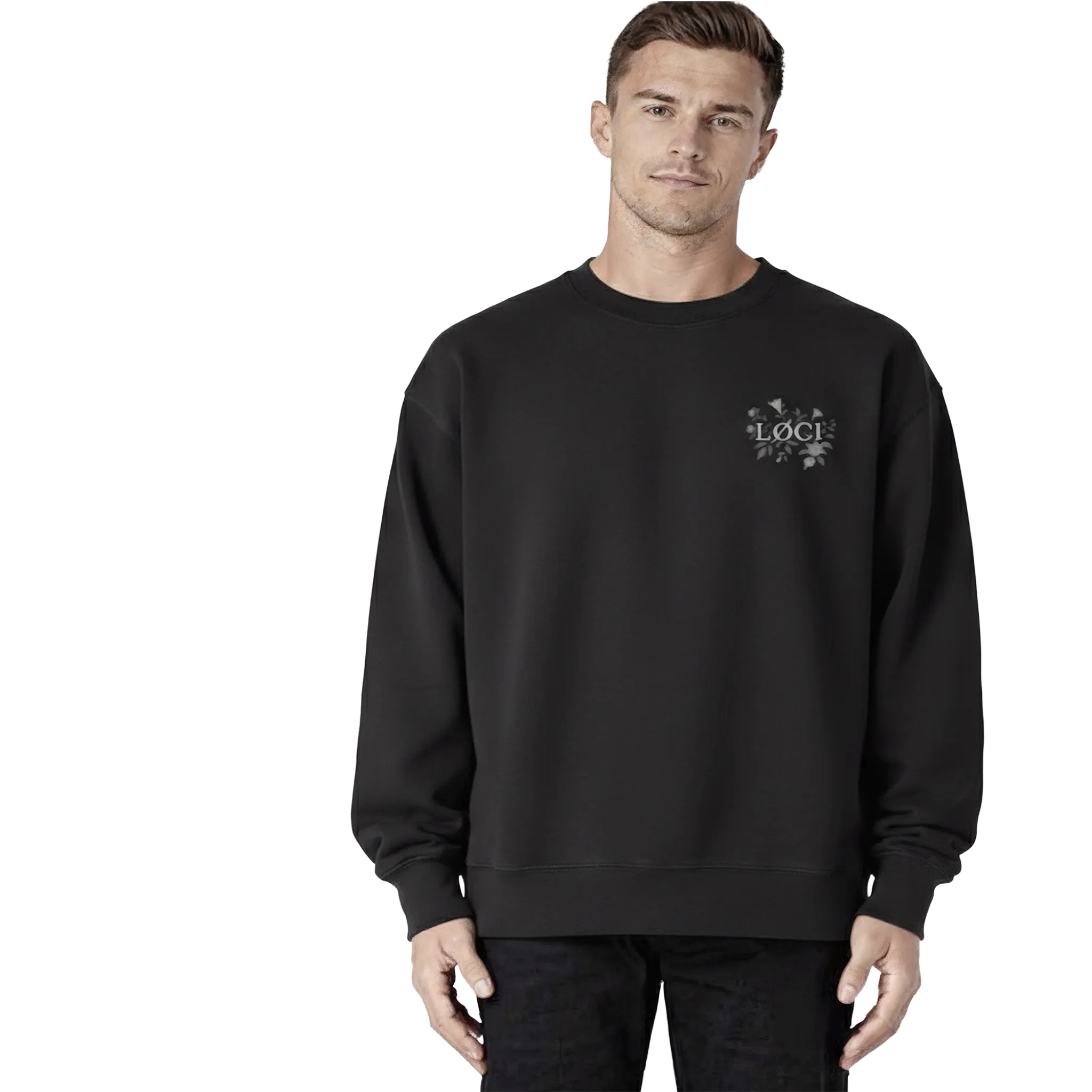 FLOWERS MEN'S SWEATER - BLACK