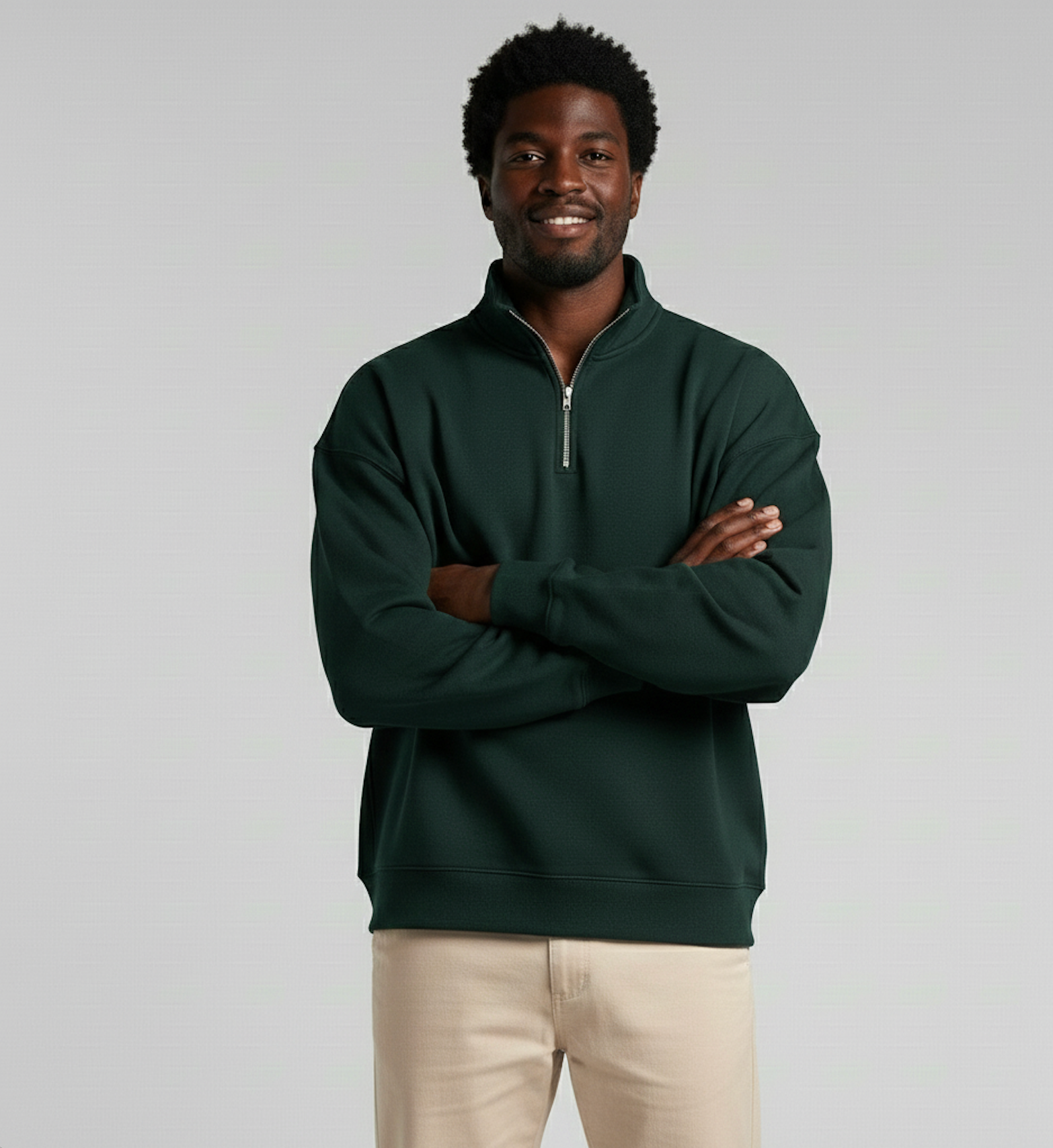 LA MAISON MEN'S HALF ZIP SWEATER - PINE GREEN