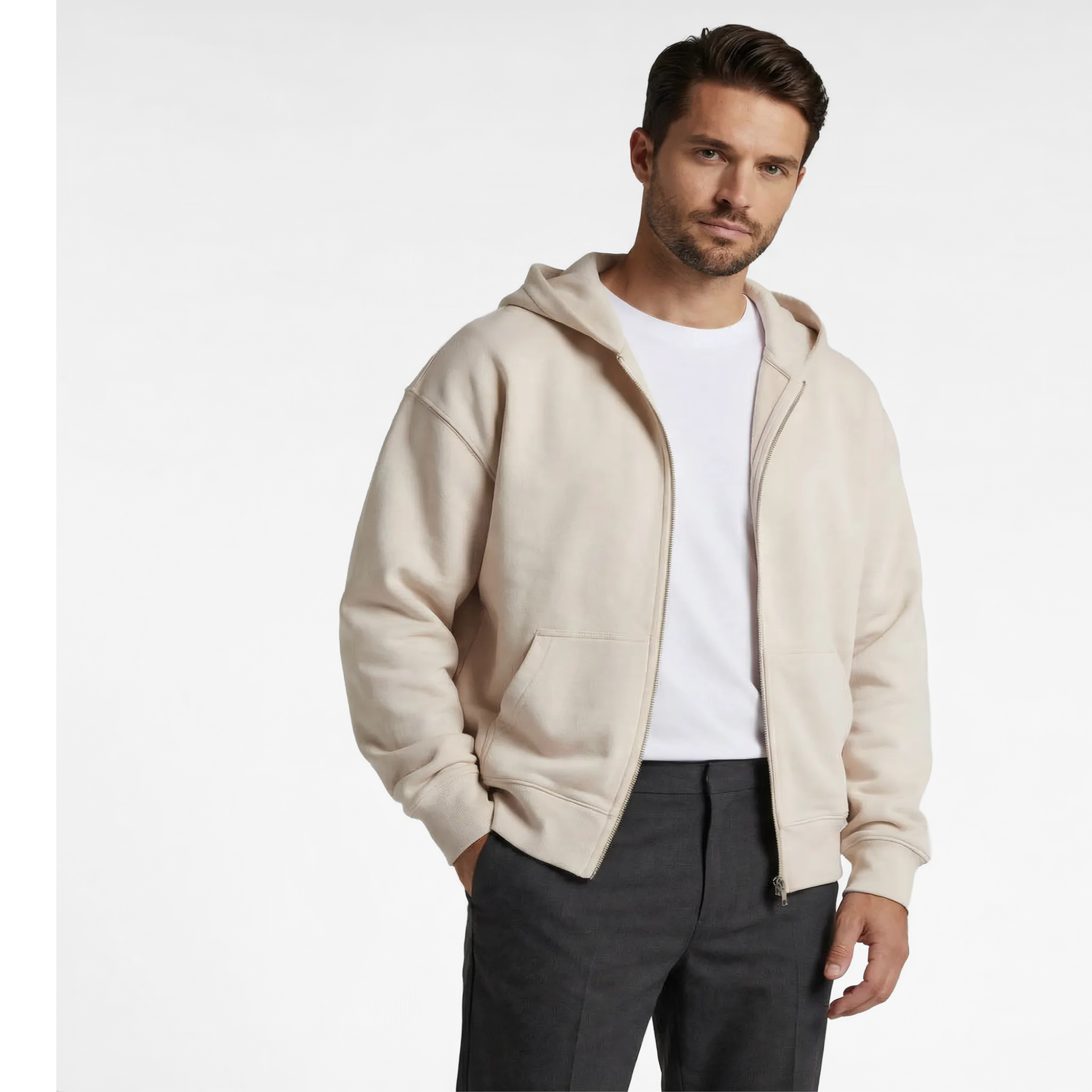 UNLEASHED ZIP HOODIE - BONE