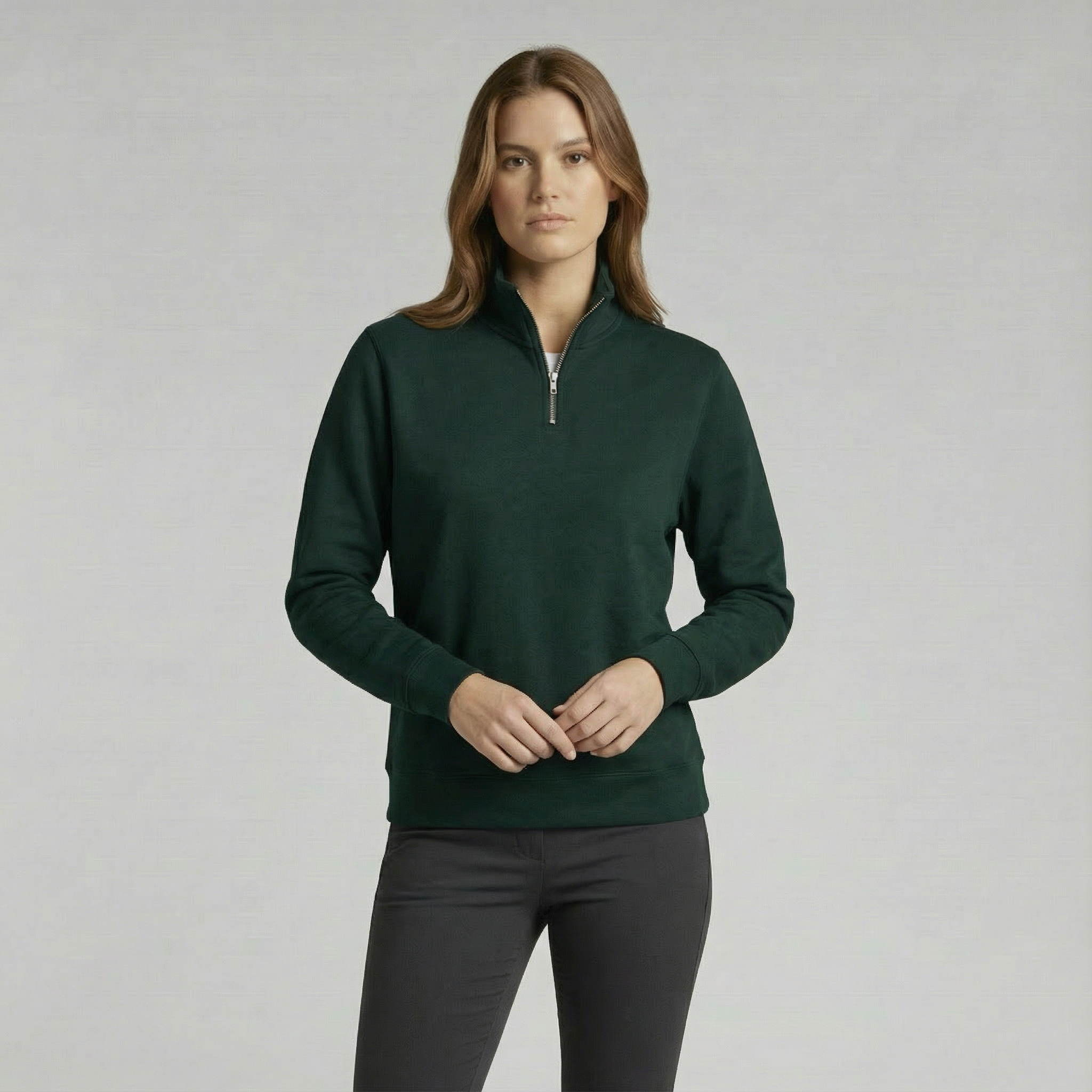 LA MAISON WOMEN'S HALF ZIP SWEATER - PINE GREEN